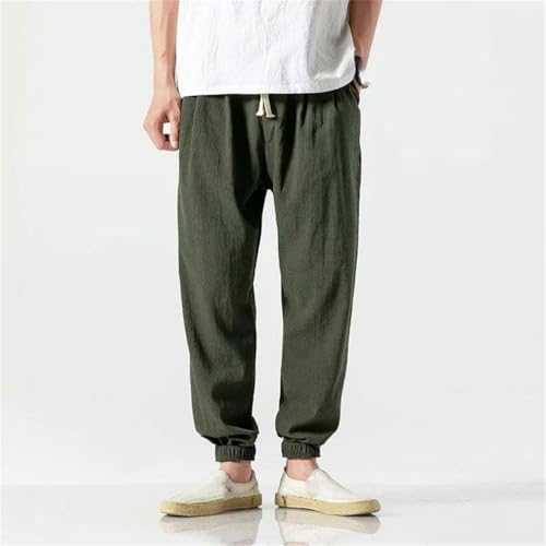 Pantalons harem coton lin hommes pour vacances décontractées