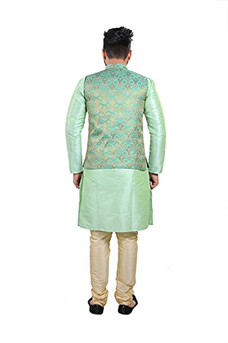 Image of Sadree Silk Men's Kurta Pajama Waistcoat or Nehru Jacket Set