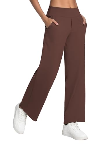 Image of BUBBLELIME Women High Waist Wide Legs Yoga Pants Loose Sweatpants Pockets | 29 inch /31 inch /33 inch /35 inch /37 inchInseam,2 Styles / Dress /Basic,Lounge,Comfy,Stretch Casual Work