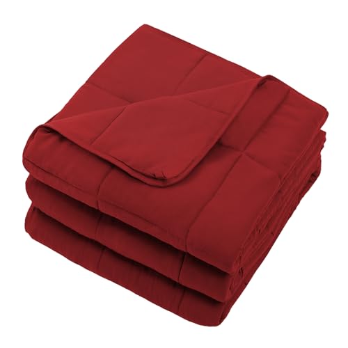 Image of Weighted Blanket for Adults 15lbs, 60 inchx80 inch, Queen Size Cooling Heavy Throw Blanket for 140-160lbs, Microfiber Soft Big Blankets Weighted Comforter, Red