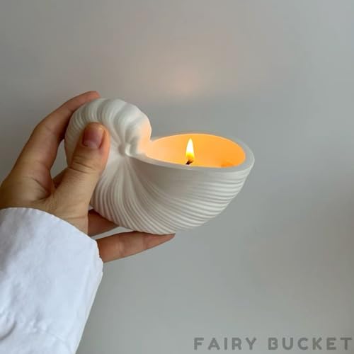 Image of Nautilus Shell Scented Candle 1 Pcs - Aesthetic Seashell Decorative Aroma Candle for Home Decor, Bedroom & Living Room - Luxury Fragrance Candle for Relaxation & Gift (Nautilus Shell)