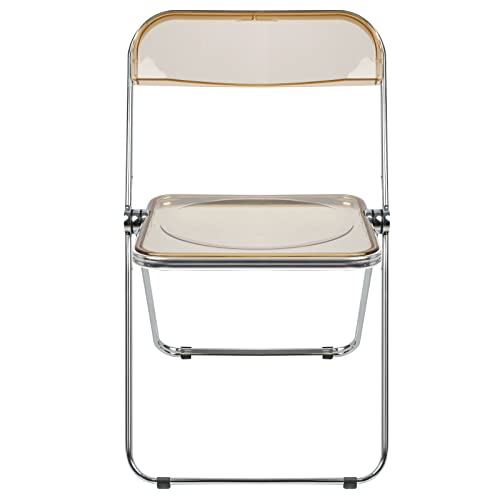 LANTUS Lot de 1 Chaise de Cuisine Pliante, Chaise Pliable de Salle à Manger Chaise Invité pour Bureau Chaise de Jardin en Métal-46 * 46 * 75cm (Ambre)-1PC