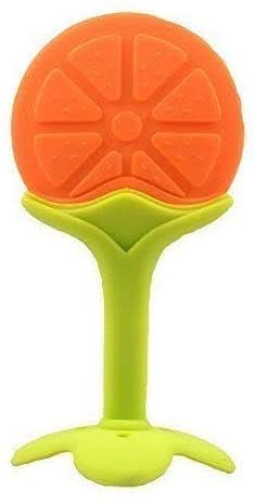 epaal fruit shape silicone teether for baby - soft sensory natural & safe silicone (orange)