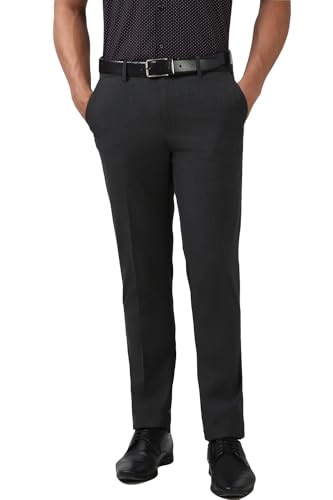 Image of Peter England Men Mid Rise Slim Fit Flat Front Trouser