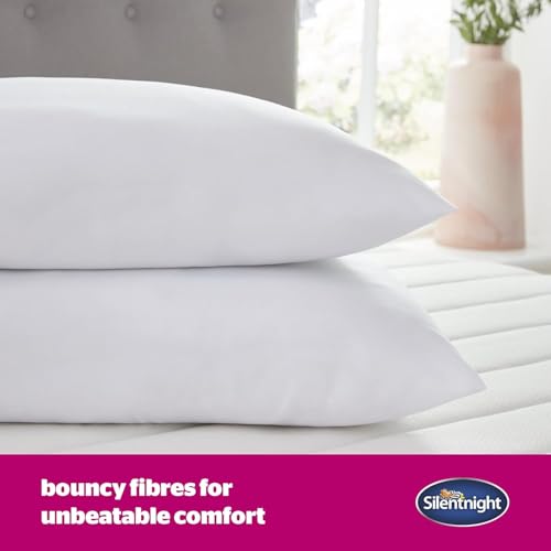 Silentnight Ultrabounce Pillows 2 Pack – Soft Medium Support Comfortable Bouncy Pillows for Stomach, Back and Side Sleepers – Machine Washable and Hypoallergenic Bed Pillows – Pack of 2