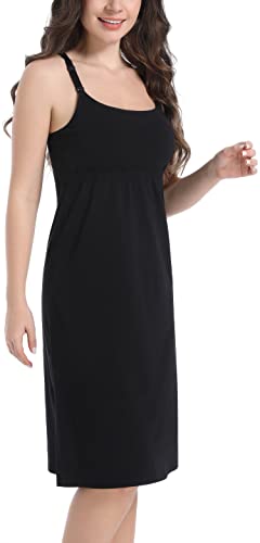 Suiek Nursing Tank Tops Maternity Cami With Shelf Bra Breastfeeding Shirt 3-Pack (Large, A-Black/Grey Print 2-Pack) #TOP4