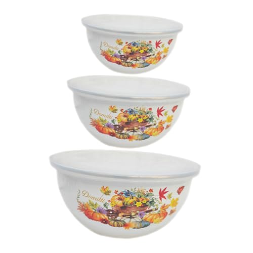 Cabilock 3 Piezas Tazón De Conservación De Esmalte Plato Pequeño Tazón De Ramen Con Tapa Cesta Tazones De Sopa De Comida Plato De Pasta Recipiente Secador De Verduras Tazón De Salsa Bol