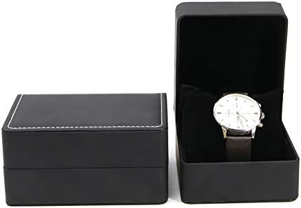 FSSTUD Black Single Slot Faux Leather Watch Box Holder Organizer Gift Case Jewelry Storage Box
