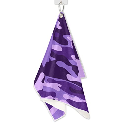 Pardick Golf Towel For Men Women Purple Camouflage Camo, Golf Towels For Golf Bags With Clip Accessories, Microfiber Fabric Clean Golf Balls, Great Funny Gifts For Golf Club Fan 24 X 15In #TOP4
