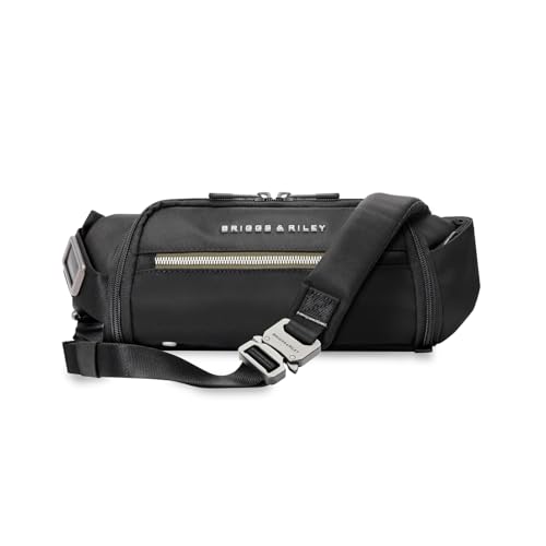 Briggs & Riley Sling Bag for Women & Men - Fanny Pack for Travel, Running, & Hiking, Durable Nylon Waist Bag, Adjustable Strap for Crossbody Wear, Self-Repairing Zippers - HTA Collection, Black