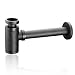 Bottle Trap Brass, Nicmondo 1 1/4 Round Bottle P-Trap Decorative Lavatory Basin Sink Waste Traps Drain Tube Kit Adjustable Height, Matt Black
