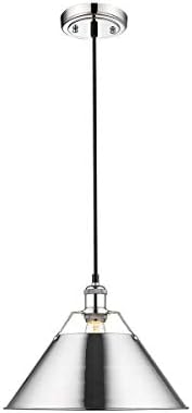 Golden Lighting 3306-L CH Orwell Pendant, Chrome with Chrome Shade