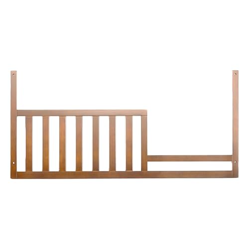Image of Toddler Bed Safety Guard Rail for Oxford Baby, Soho, Ozlo & Avalon Baby Convertible Cribs - Solid Wood Rail for Toddler Bed Conversion - Safety Rails for Children (Amber Brown, Option 1)