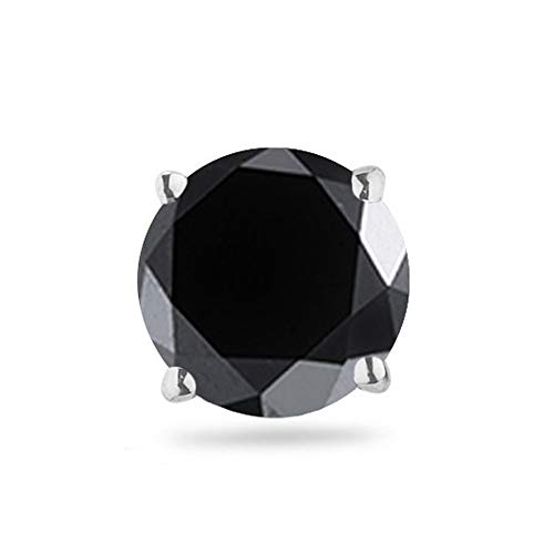 3/4 Cts of 5.34-6.01 mm Black Diamond Men's Stud Earring in 14K White Gold - Valentine's Day Sale