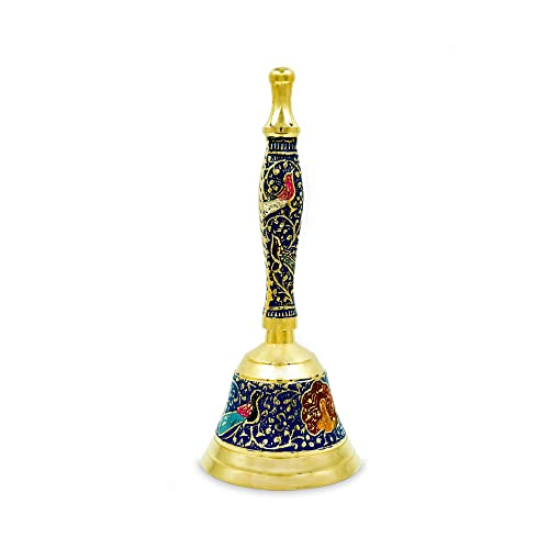 Shubhkart Hand Painted Bell - For Wedding Events Decoration, Food Line, Alarm, Jingles, Ringing, Service Bell (Blue) #TOP5