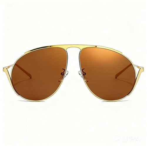 bullabulling Fashion Oversized 70s Pilot Sunglasses For Women Men Metal Frame Sun Glasses Gold Champagne Lenses Shades2