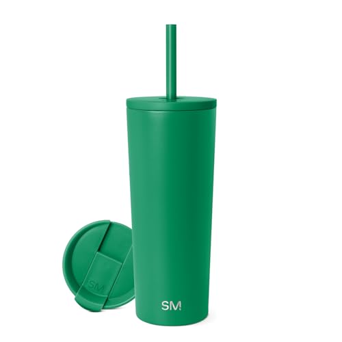 Image of Simple Modern Insulated Tumbler with Lid and Straw | Iced Coffee Cup Reusable Stainless Steel Water Bottle Travel Mug | Gifts for Women Men Her Him | Classic Collection | 24oz | Kelly Green