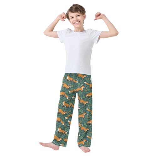 Boys' Pants Fox Forest Plant Long Bottoms Jogger Pants Elastic Waist Trousers with Pockets S-XL2