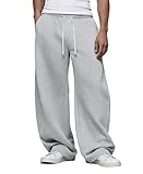FEDTOSING Mens Baggy Joggers Open Hem Wide Leg Elastic Waist Drawstring Sweatpants Cotton Casual Track Bottoms with Pockets Light Grey
