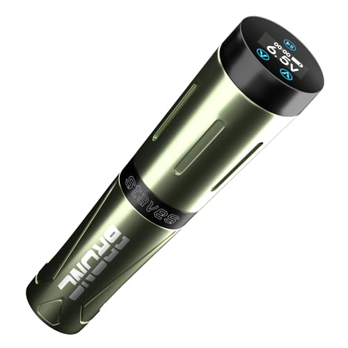 BRONC Staves Wireless Tattoo Machine Rotary Pen Style Supply Coreless Motor 1800mAh Battery Power (Green)