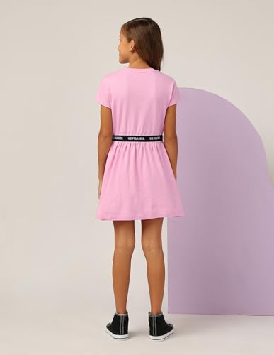 Image of U.S. Polo Assn. Kids Regular fit Cotton Short Sleeves Round Neck Dresses