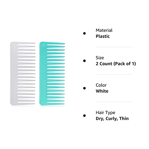 Large Hair Detangling Comb Wide Tooth Comb For Curly Hair Wet Dry Hair, No Handle Detangler Comb Styling Shampoo Comb (White, Cyan) #TOP7