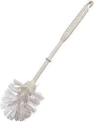 Escova Sanitária com Suporte, Plástico Branco, Design Ergonômico, Cerdas Resistentes para Limpeza de Banheiro, Kit Completo com Base