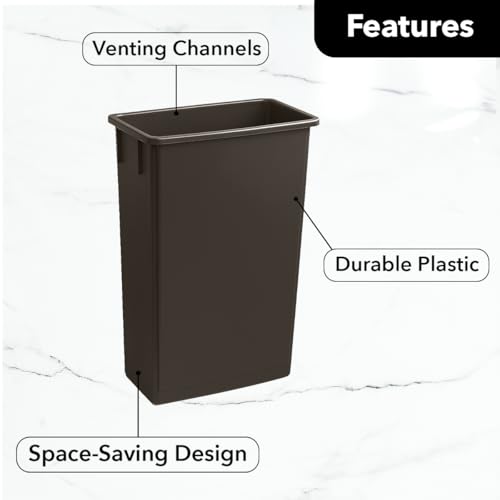 Image of 23 Gallon Slim Rectangular Garbage Can with Lid - Brown