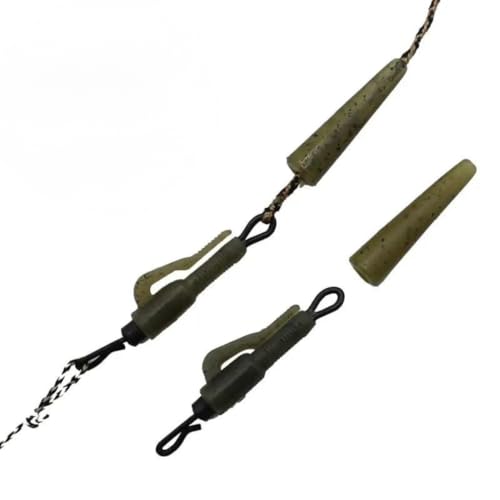 10x Quick Change Hybrid Clips with Tail Rubbers - Carp Fishing Terminal Tackle Set, Green - Image 2