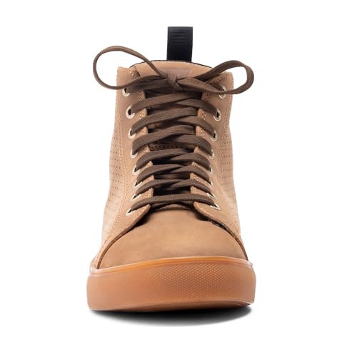 REBELHORN Tramp II Motorradstiefel Damen und Herren | Rindsleder | Perforiert | Knöchelschutz | Verstärkungen an Zehen und Knöcheln