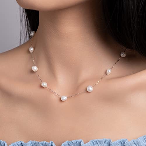 2023 New 925 Sterling Silver Dainty Freshwater Cultured Pearl Strand Necklace White Genuine Baroque Real Pearls Jewelry Gifts For Her #TOP5