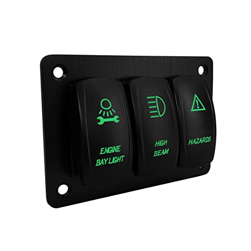 Image of 3 Way Customize Rocker Switch Panel Blue Backlit Marine Grade Switch Panel for Automotive Trailer Yacht Can-Am Commander ATV RZR Dashboard Panel Mount IP66