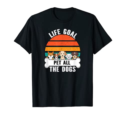 Vintage Dog Lover - Retro Life Goal Pet All The Dogs T-Shirt, Black