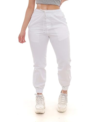 Calça Jogger Sarja Branca Feminina Tamanho:P;Cor:Branco