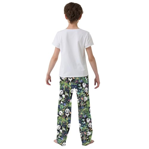 Panda Leafs Butterfly Boys Long Pants Soft Trousers Elastic Waist Kids Lounge Bottoms with Pockets S-XL3