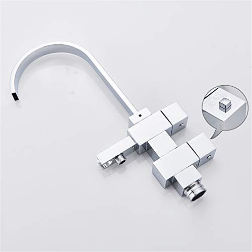 Robinet de douche thermostatique chromé au sol pour baignoire design - 6