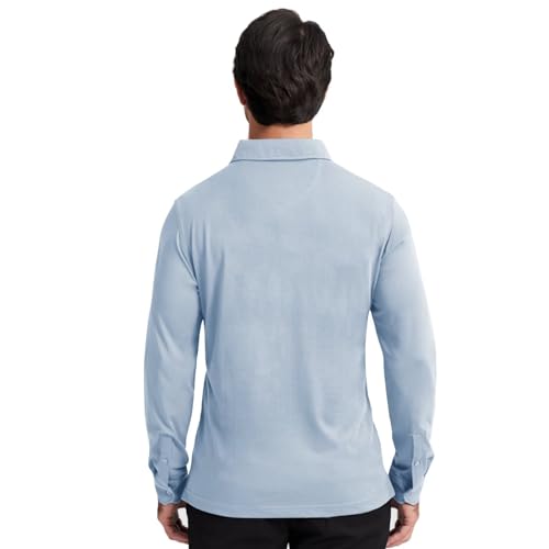 Image of Men's Business Long and Short Sleeve Polo Shirts Mercerized Cotton Blend Casual Stylish Collared Shirts