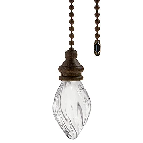 Image of Ceiling Fan Pull Chain, 12 inch Cristal Glass, Polished Antique Finish, 1PCS