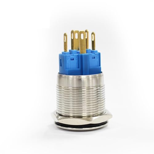 Interruptor de botón 1NO1NC de acero inoxidable y luz led azul de 22mm 3