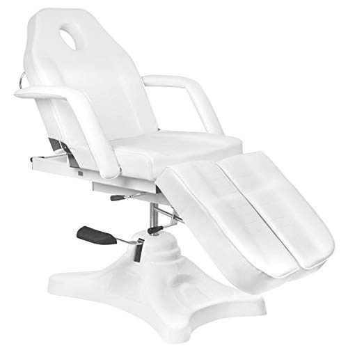 Activeshop Basic 234c Pedi Kosmetikliege Massageliege Massagestuhl Kosmetikstuhl Therapieliegen Behandlungsliege Weiss bis 180 kg belastbar Premium-PU-Leder 180 x 63 x (64-80) cm (L x W x H)