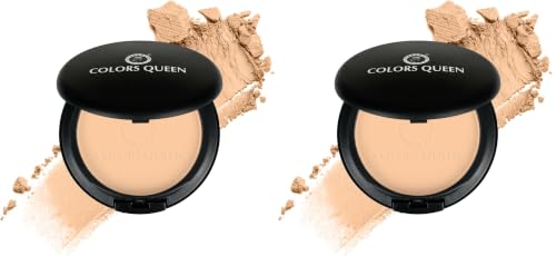 Image of Colors Queen Luminous Silk Compact Powder with Argan Oil - 10g | Oil Control, Matte Finish with Lightweight Formula | Long Lasting Compact Powder for Face Makeup (Natural Nude) (Pack of 2)