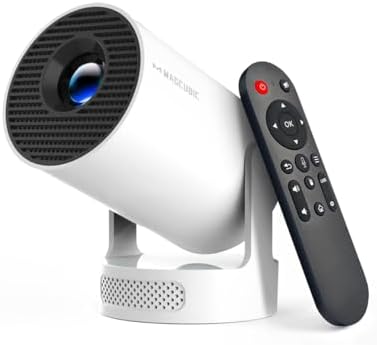 Magcubic Mini Projector with WiFi 6 and Bluetooth 5.4, Portable Projector 4K Support, 5W Soundbase Speaker, Auto Vertical Keystone 180°Rotatable Smart Proyector for Movie Home Outdoor