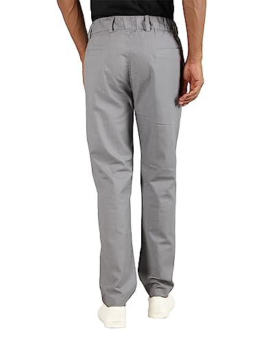 Image of CHKOKKO Men Mid Rise Slim Fit Solid Regular Trouser