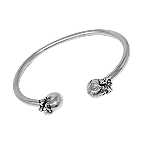 TreasureBay Pulsera de plata de ley 925 hecha a mano con calaveras para mujer