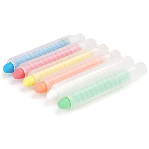 6 unids tiza soluble en agua para niños, tiza sin polvo, tiza multicolor a base de agua, tiza de graffiti, palo de tiza para pizarra negra y blanca, marcador de tiza borrable de OhMill Cover