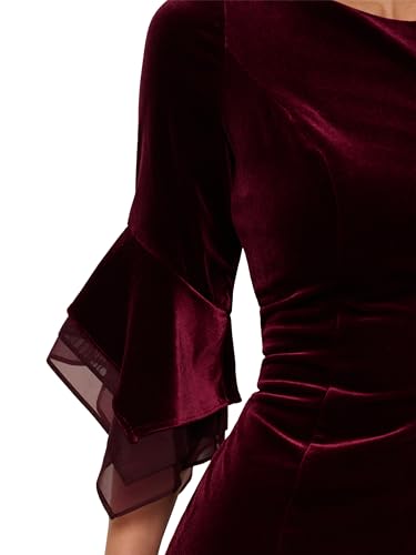 Image of Adrianna Papell Velvet Bell Sleeve Short Dress