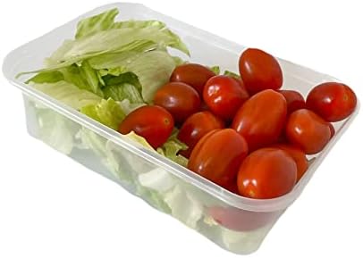 12 Pack Plastic Food Containers with Leak Proof Lids, Rectangular, meal prep, BPA Free, Microwave and Freezer Safe, Recyclable, 650 ml (500, Rectangular, 12, HP-04)