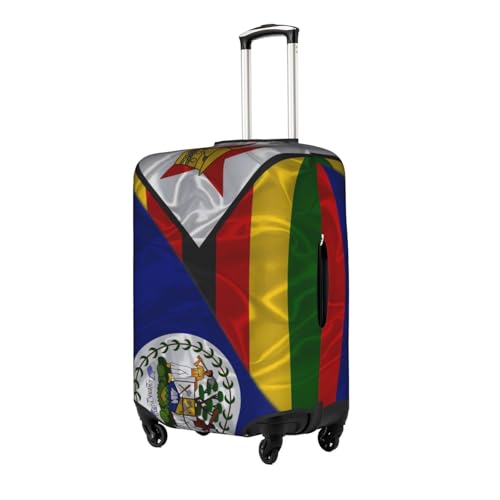 Zimbabwean And Belize Belizean Triangle Flag Travel Luggage Cover Washable Suitcase Case Suitcase Protector Fit Luggage Cover Large2