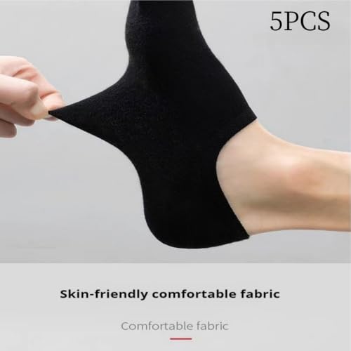 5 Pairs Black No Show Invisible Socks, Breathable, Anti-Slip, One Size Fits All2