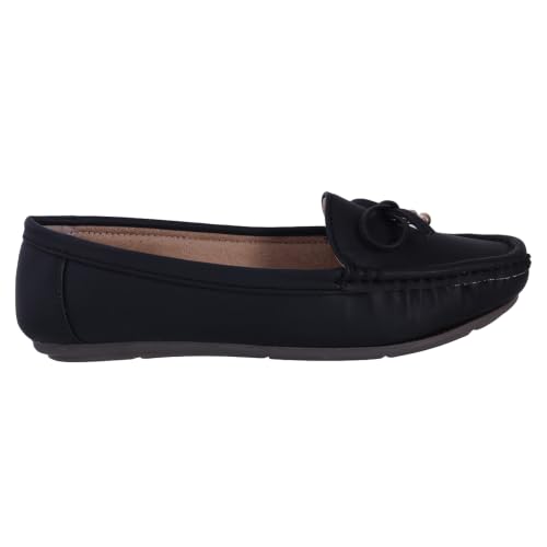 Image of CatBird Women's Flat Shoes for Casual & Office Wear, Bow Detail Slip-On Loafers